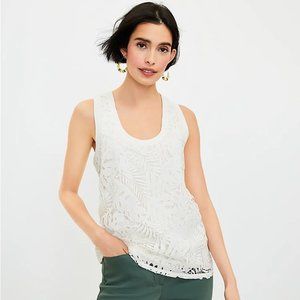 Palm Lace Relaxed Scoop Neck Tank - Size Petite Medum